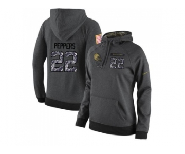 Women Nike Cleveland Browns #22 Jabrill Peppers Stitched Black Anthracite Salute to Service Player Performance Hoodie