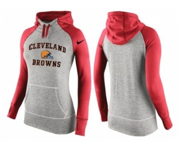 Women Nike Cleveland Browns Performance Hoodie Grey & Red_2