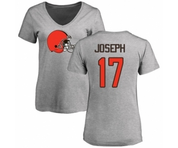 NFL Women's Nike Cleveland Browns #17 Greg Joseph Ash Name & Number Logo T-Shirt