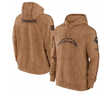 Men's Los Angeles Chargers 2023 Brown Salute to Service Pullover Hoodie