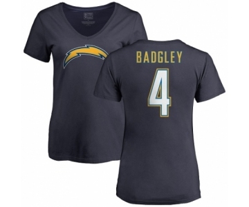 NFL Women's Nike Los Angeles Chargers #4 Michael Badgley Navy Blue Name & Number Logo T-Shirt