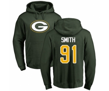 Football Green Bay Packers #91 Preston Smith Green Name & Number Logo Pullover Hoodie