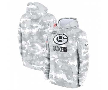 Men's Green Bay Packers 2024 Arctic Camo Salute To Service Club Fleece Pullover Hoodie
