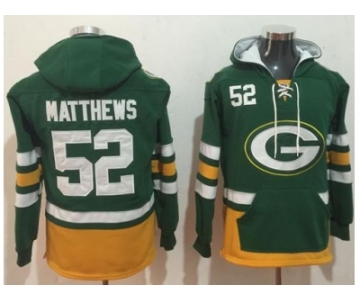 Nike Green Bay Packers #52 Clay Matthews Green Gold Name & Number Pullover NFL Hoodie