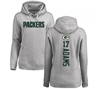 Football Women's Green Bay Packers #17 Davante Adams Ash Backer Hoodie