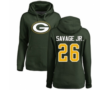 Football Women's Green Bay Packers #26 Darnell Savage Jr. Green Name & Number Logo Pullover Hoodie
