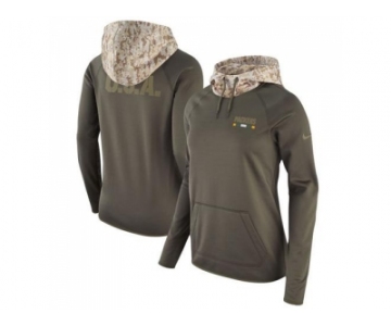 Women Green Bay Packers Nike Olive Salute to Service Performance Pullover Hoodie