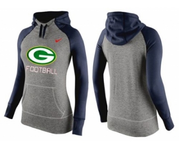 Women Nike Green Bay Packers Performance Hoodie Grey & Dark Blue