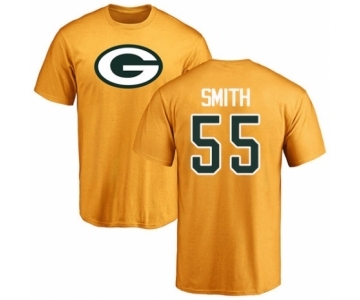 Football Green Bay Packers #55 Za'Darius Smith Gold Name & Number Logo T-Shirt