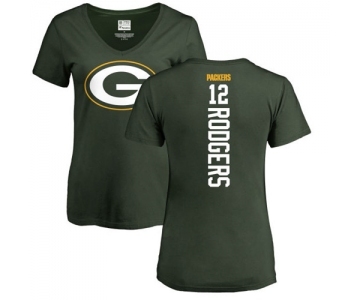 Football Women's Green Bay Packers #12 Aaron Rodgers Green Backer T-Shirt