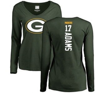 Football Women's Green Bay Packers #17 Davante Adams Green Backer Long Sleeve T-Shirt