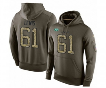 Football Men's New York Jets #61 Alex Lewis Green Salute To Service Pullover Hoodie