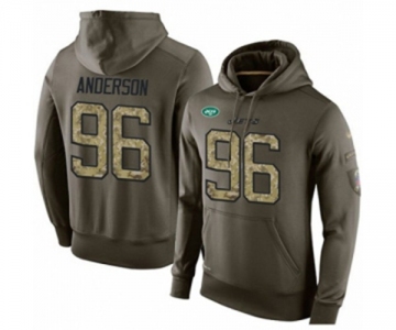 Football Men's New York Jets #96 Henry Anderson Green Salute To Service Pullover Hoodie