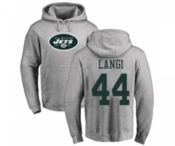 Football New York Jets #44 Harvey Langi Ash Name & Number Logo Pullover Hoodie