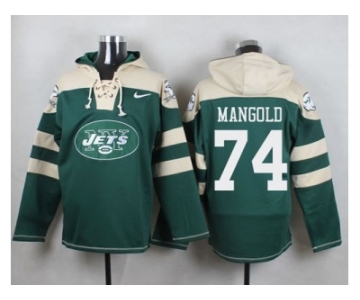 Nike New York Jets #74 Nick Mangold Green Player Pullover NFL Hoodie
