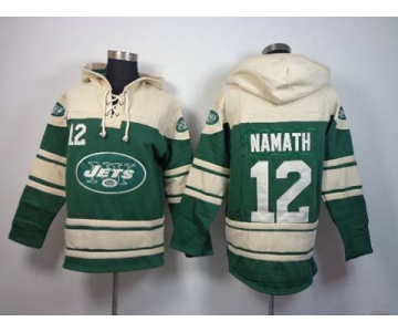 nike nfl jerseys new york jets #12 joe namath cream-green[pullover hooded sweatshirt]