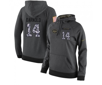 Football Women's New York Jets #14 Sam Darnold Stitched Black Anthracite Salute to Service Player Performance Hoodie
