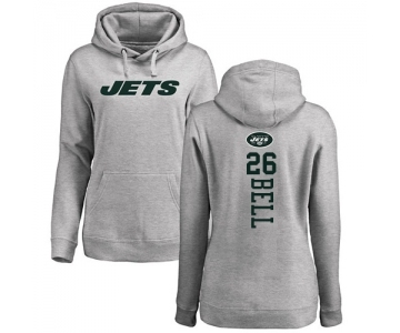 Football Women's New York Jets #26 Le'Veon Bell Ash Backer Pullover Hoodie