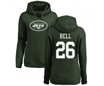 Football Women's New York Jets #26 Le'Veon Bell Green Name & Number Logo Pullover Hoodie