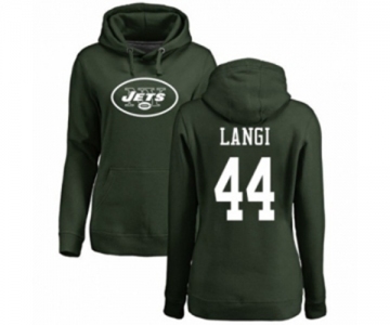 Football Women's New York Jets #44 Harvey Langi Green Name & Number Logo Pullover Hoodie