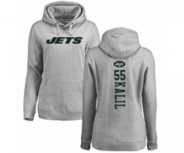 Football Women's New York Jets #55 Ryan Kalil Ash Backer Pullover Hoodie