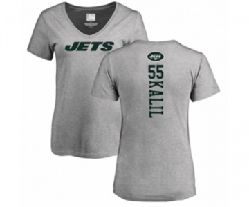 Football Women's New York Jets #55 Ryan Kalil Ash Backer T-Shirt