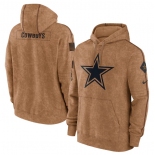 Men's Dallas Cowboys 2023 Brown Salute to Service Pullover Hoodie