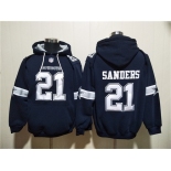 Men's Dallas Cowboys #21 Barry Sanders Navy Ageless Must-Have Lace-Up Pullover Hoodie