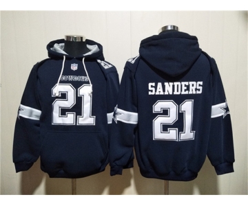 Men's Dallas Cowboys #21 Barry Sanders Navy Ageless Must-Have Lace-Up Pullover Hoodie