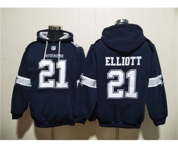 Men's Dallas Cowboys #21 Ezekiel Elliott Navy Ageless Must-Have Lace-Up Pullover Hoodie