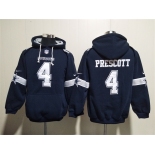 Men's Dallas Cowboys #4 Dak Prescott Navy Ageless Must-Have Lace-Up Pullover Hoodie