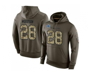 NFL Men's Nike Dallas Cowboys #28 Darren Woodson Stitched Green Olive Salute To Service KO Performance Hoodie