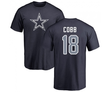 Football Dallas Cowboys #18 Randall Cobb Navy Blue Name & Number Logo T-Shirt