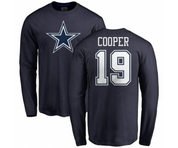 NFL Nike Dallas Cowboys #19 Amari Cooper Navy Blue Name & Number Logo Long Sleeve T-Shirt