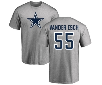 NFL Nike Dallas Cowboys #55 Leighton Vander Esch Ash Name & Number Logo T-Shirt