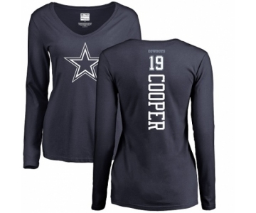 NFL Women's Nike Dallas Cowboys #19 Amari Cooper Navy Blue Backer Slim Fit Long Sleeve T-Shirt