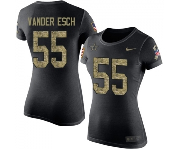 NFL Women's Nike Dallas Cowboys #55 Leighton Vander Esch Black Camo Salute to Service T-Shirt