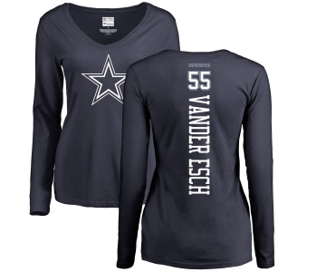 NFL Women's Nike Dallas Cowboys #55 Leighton Vander Esch Navy Blue Backer Slim Fit Long Sleeve T-Shirt