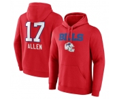 Men's Buffalo Bills #17 Josh Allen Red Team Wordmark Player Name & Number Pullover Hoodie