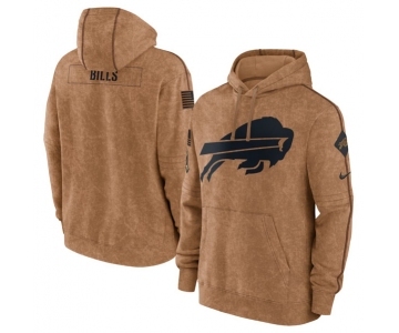 Men's Buffalo Bills 2023 Brown Salute to Service Pullover Hoodie