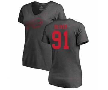 Football Women's Buffalo Bills #91 Ed Oliver Ash One Color T-Shirt