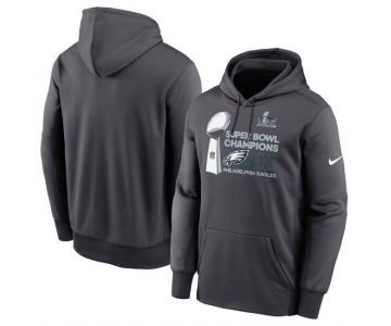 Men's Philadelphia Eagles Anthracite Super Bowl LIX Champions Locker Room Trophy Collection Fleece Pullover Hoodie