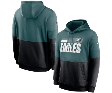 Men's Philadelphia Eagles Nike Green Black Sideline Impact Lockup Performance Pullover Hoodie