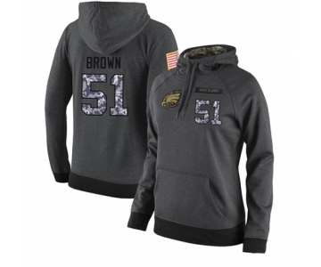 Football Women's Philadelphia Eagles #51 Zach Brown Stitched Black Anthracite Salute to Service Player Performance Hoodie