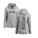 Women's Nike Philadelphia Eagles #19 Golden Tate III Ash Backer Pullover Hoodie