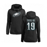 Women's Nike Philadelphia Eagles #19 Golden Tate III Black Name & Number Logo Pullover Hoodie