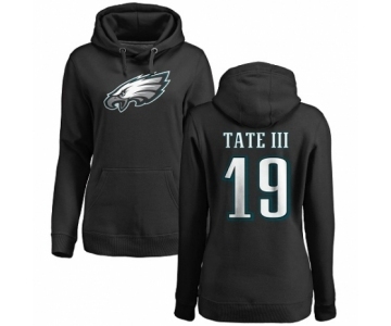 Women's Nike Philadelphia Eagles #19 Golden Tate III Black Name & Number Logo Pullover Hoodie