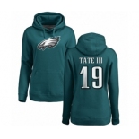 Women's Nike Philadelphia Eagles #19 Golden Tate III Green Name & Number Logo Pullover Hoodie