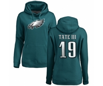 Women's Nike Philadelphia Eagles #19 Golden Tate III Green Name & Number Logo Pullover Hoodie