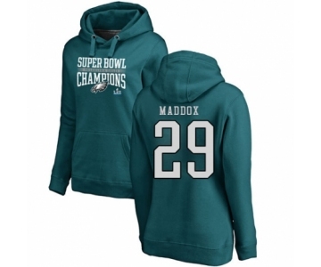 Women's Nike Philadelphia Eagles #29 Avonte Maddox Green Super Bowl LII Champions Pullover Hoodie